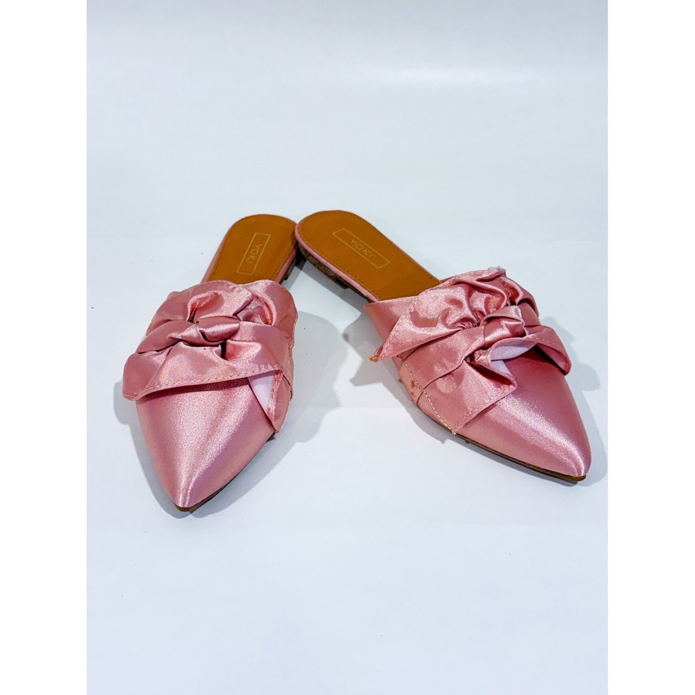 YOKI Pink satin pointed mules | Bow coquette | Size 8 - Picture 2 of 9